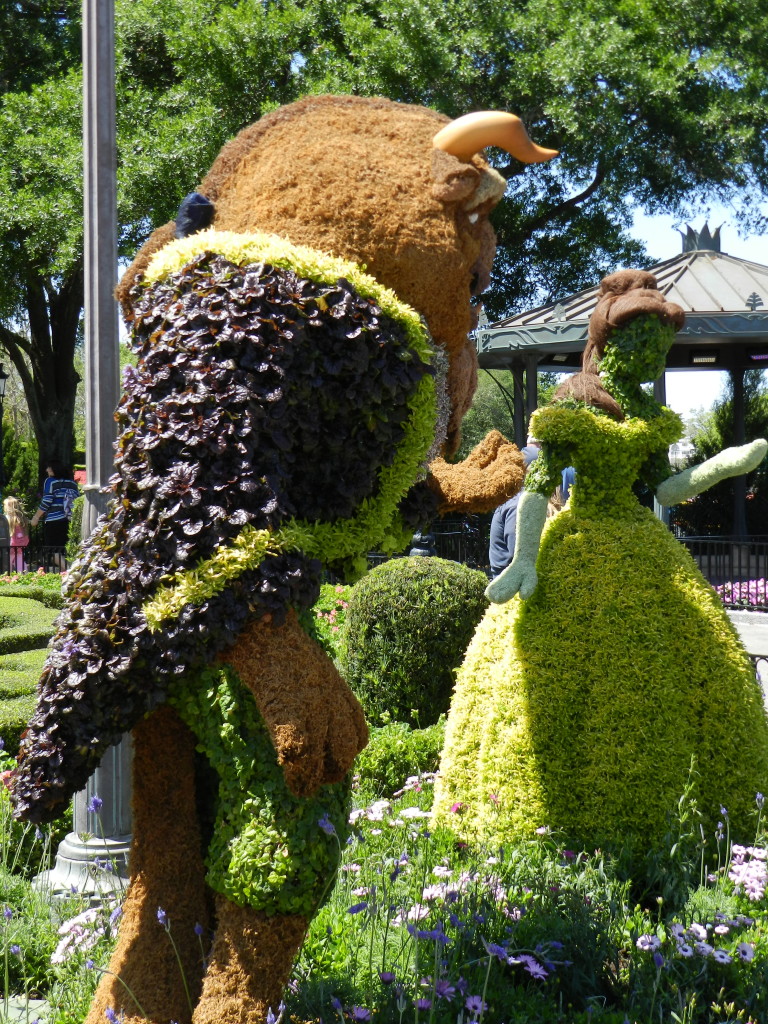 Epcot Flower and Garden Festival Belle and Beast Topiary. Photo Copyright ThemeParkHipster.