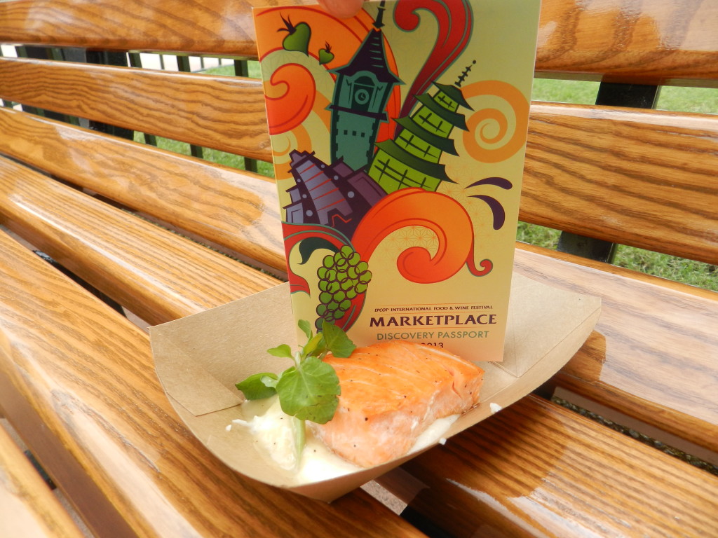 Scotland Marketplace: Seared Scottish Salmon with Cauliflower Puree, Watercress & Malt Vinaigrette Epcot Food and Wine Festival Menu. Keep reading to learn about the best food at Epcot Food and Wine Festival! Photo copyright ThemeParkHipster.