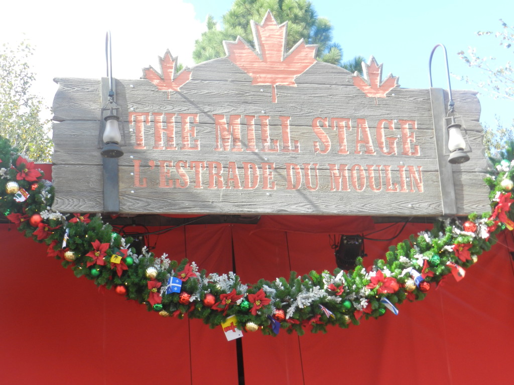 Festival of the Holidays in Canada Pavilion at Epcot with Christmas Decor