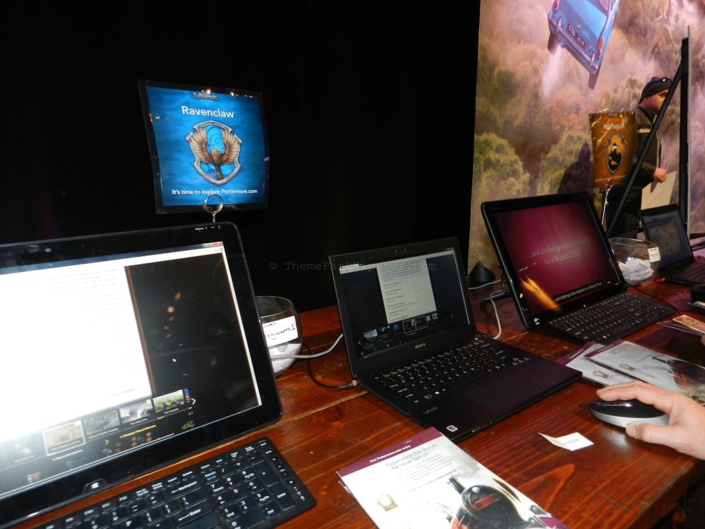 Pottermore booth with laptops to take a quiz for your Hogwarts house at A Celebration of Harry Potter Universal