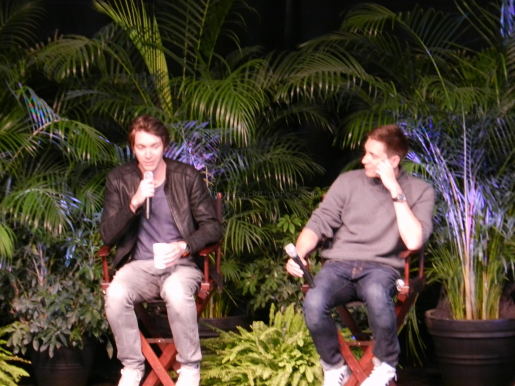 The Phelps brothers at the Q&A session sitting on stage at Islands of Adventure Harry Potter Celebration.