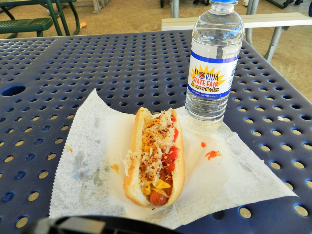 The Chili Dog covered in cheese, onions, ketchup and mustard at the carnival in Tampa Florida. Keep reading to get the full 2024 Florida State Fair Guide with Tickets, Food, Concerts, Rides and More! Copyright ThemeParkHipster.