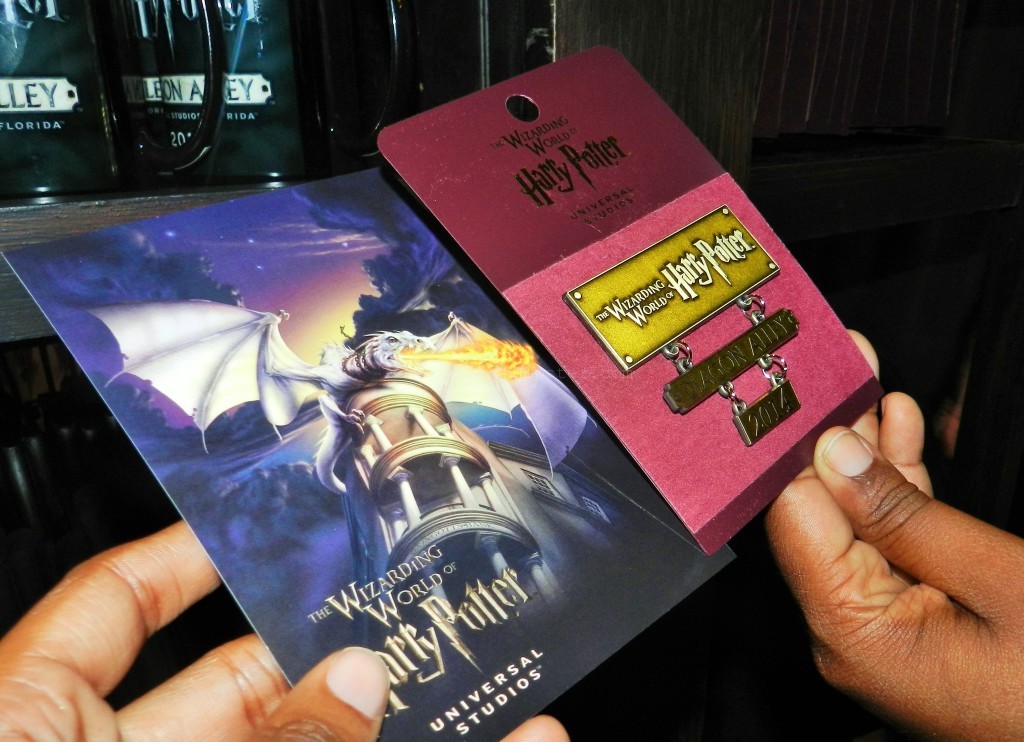 Diagon Alley Grand Opening Day Merchandise Post card and pin