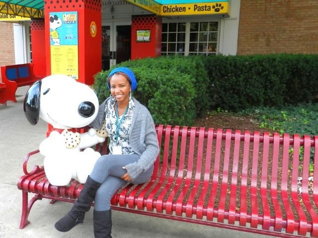 NikkyJ at Cedar Point in Sandusky Ohio with Snoopy