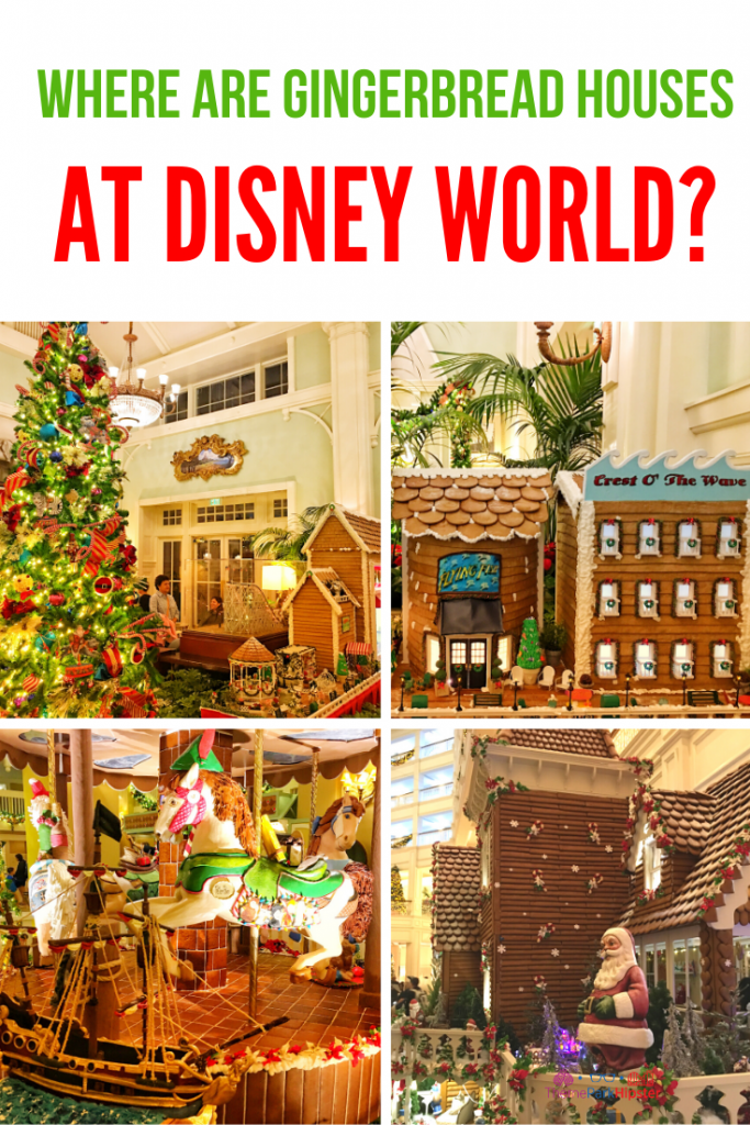 Where are gingerbread houses at Disney World with Giant Christmas Tree in Background? Keep reading to learn about the Disney World Gingerbread house display on Theme Park Hipster!