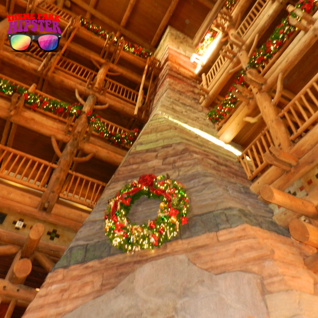 Disney Wilderness Lodge Giant Fireplace at Christmas