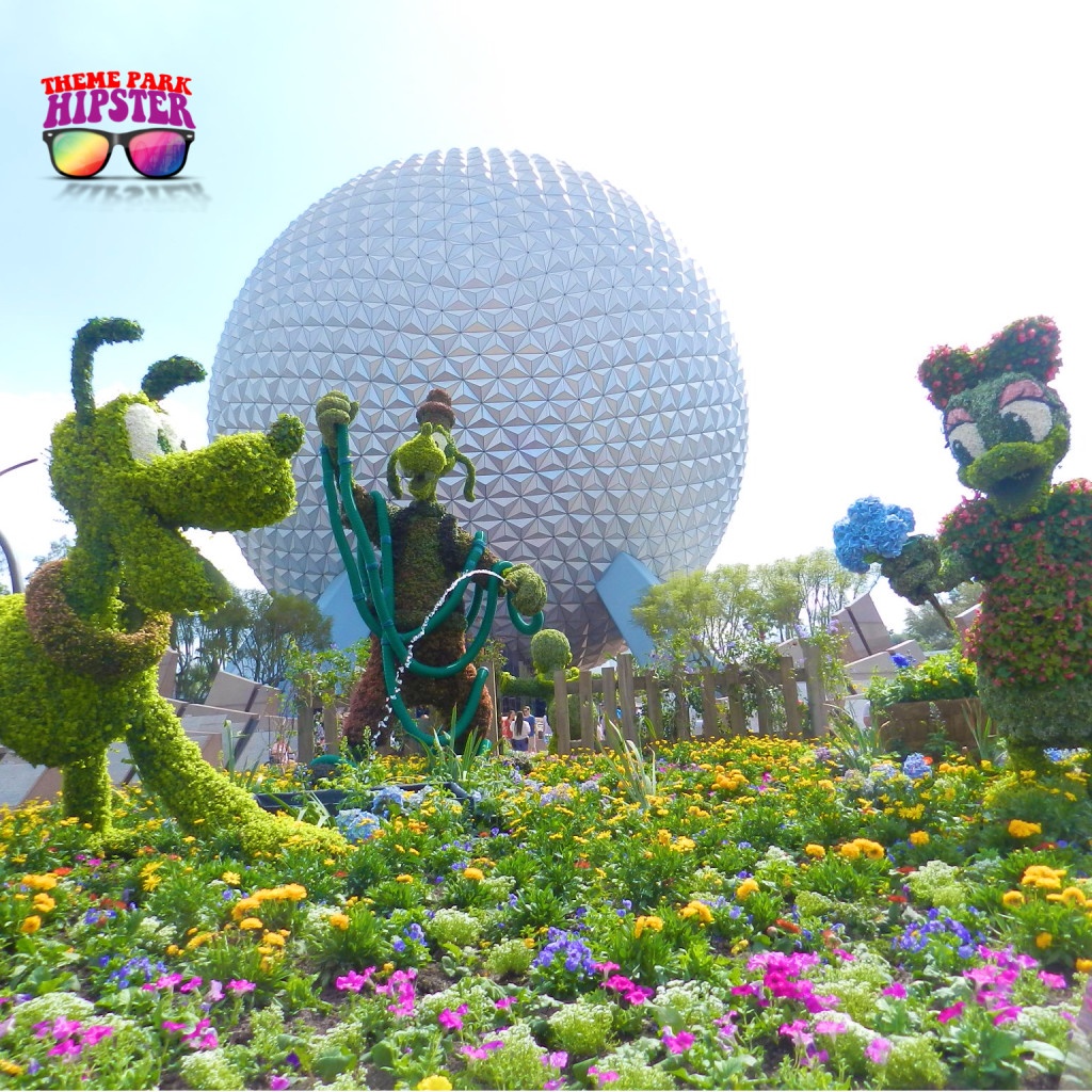 Epcot Flower & Garden Festival with Goof, Pluto, and Daisy Duck Topiaries. Keep reading to see the best epcot flower and garden topiaries through the years!