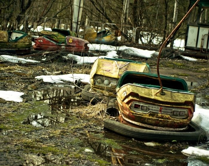Abandoned amusement park bumper car. Keep reading about The Goosebumps Amusement Park One Day at Horrorland.