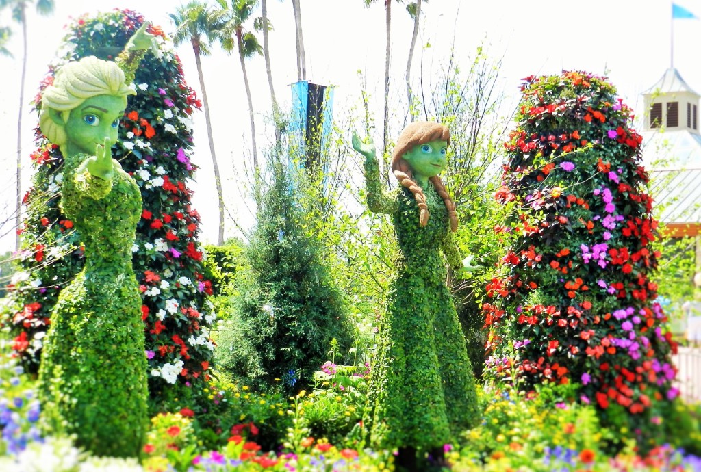 Frozen Ever After Ana and Elsa Topiary at Epcot Flower and Garden Festival. Keep reading to see the best epcot flower and garden topiaries through the years!