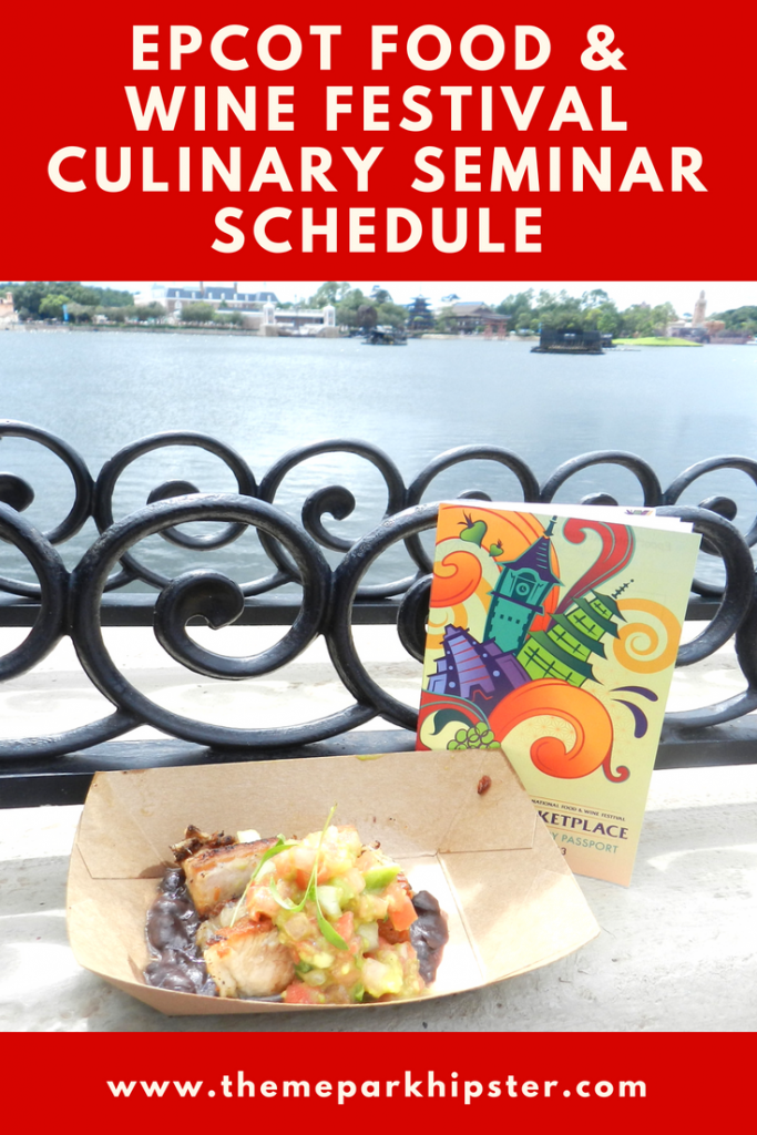Epcot Food and Wine Festival Culinary Demonstrations Schedule with World Showcase Lagoon in the background...