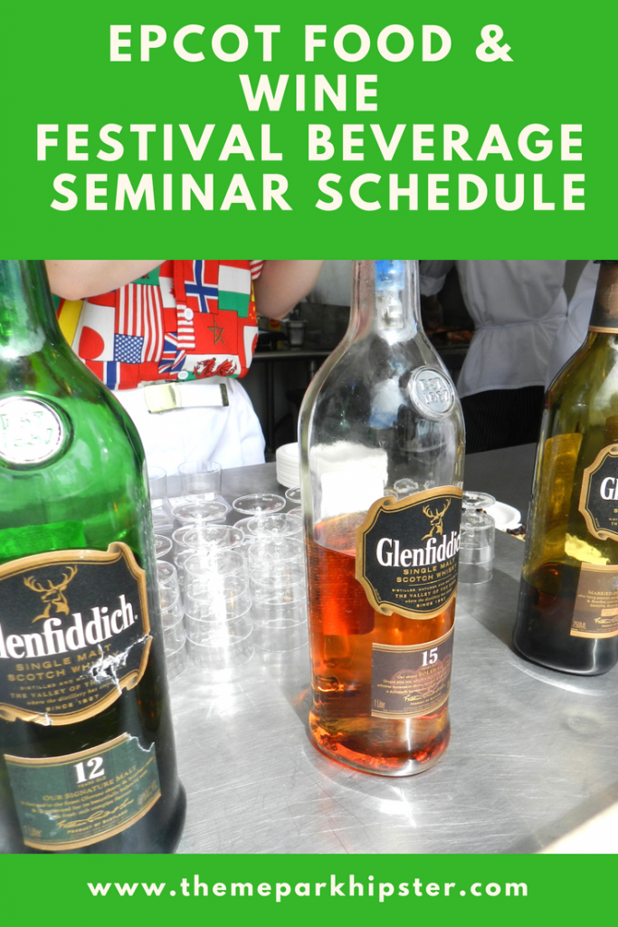 Epcot Food and Wine Festival Seminars with colorful Glenfiddich spirits.