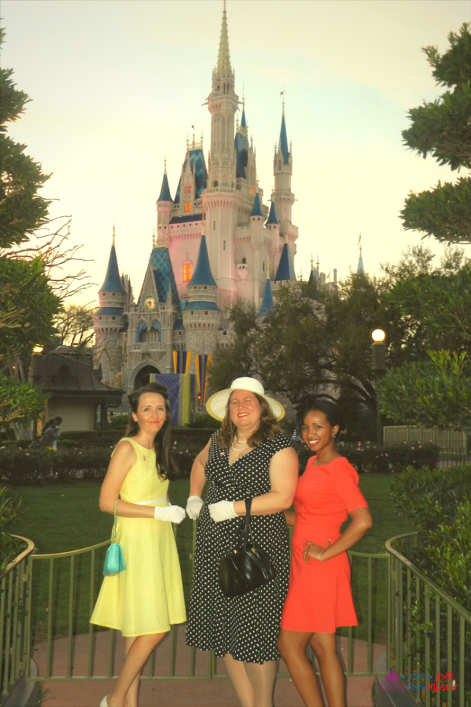 Best tips for the Magic Kingdom with Hipster friends in front of Cinderella Castle.