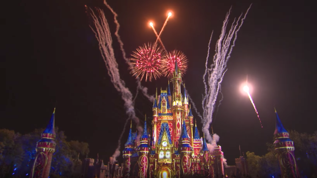 Happily Ever After Fireworks Show in front of Cinderella Castle at Magic Kingdom. Keep reading to learn more about the best place to watch Magic Kingdom fireworks.