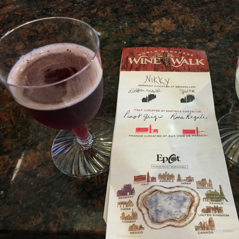 Rosa Regale Wine Walk at Epcot. Keeping reading to learn about doing Epcot for adults and Disney for grown-ups.