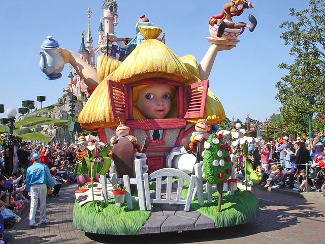 Disneyland Paris Where are Disney Parks Located Parade with Alice in Wonderland Float