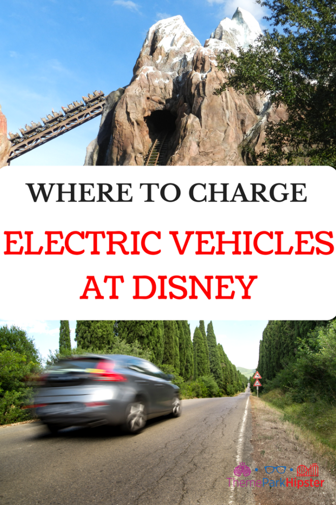 WHERE TO CHARGE ELECTRIC CAR DISNEY. Car with Everest Roller Coaster ride at Animal Kingdom.