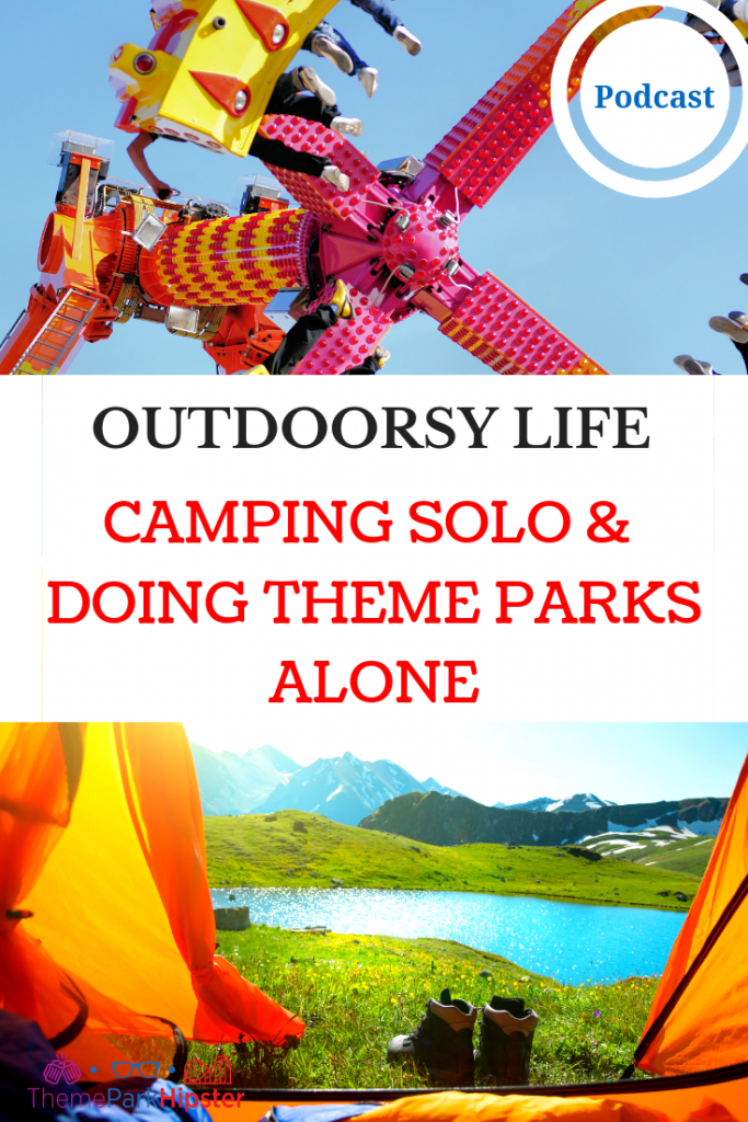 Camping solo and going to theme parks alone with Outdoorsy Diva. Colorful amusement park ride.