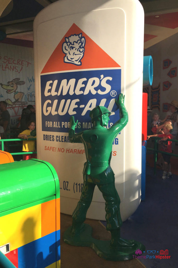 Toy Story Land Green Army Man Holding Elmer's Glue