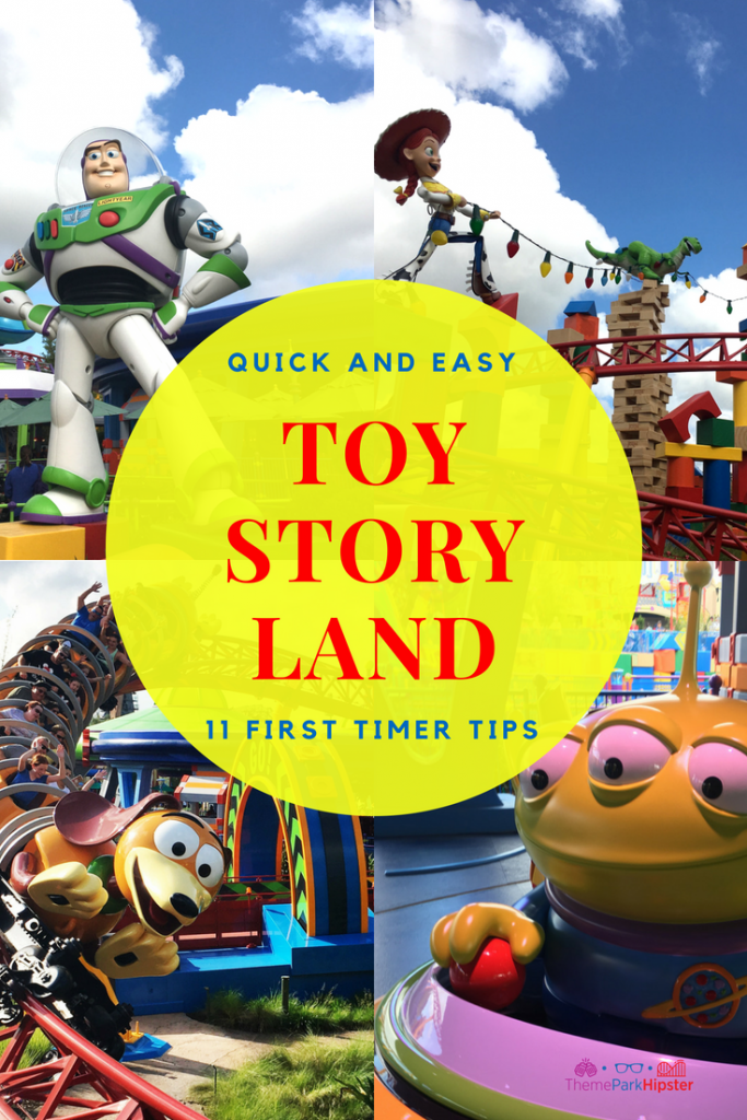 Toy Story Land Tips with Jessie and Buzz Lightyear on top of their rides.