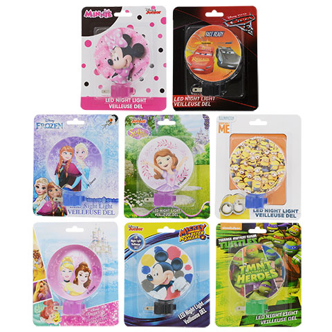 LED Disney night lights with Minnie Mouse, Elsa, and Mickey Mouse you could buy for your next Walt Disney World vacation from Dollar Tree. Disney Dollar Tree Packing List 