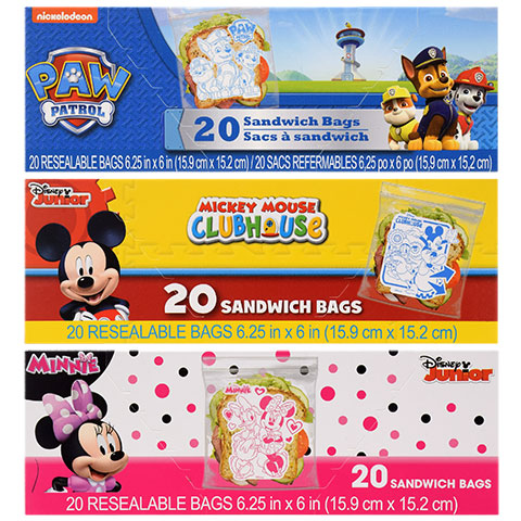 Pink and black Minnie Mouse sandwich bags you could buy for your next Walt Disney World vacation from Dollar Tree.