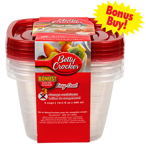 Red Betty Crocker container you could buy for your next Walt Disney World vacation from Dollar Tree. Disney Dollar Tree Packing List 