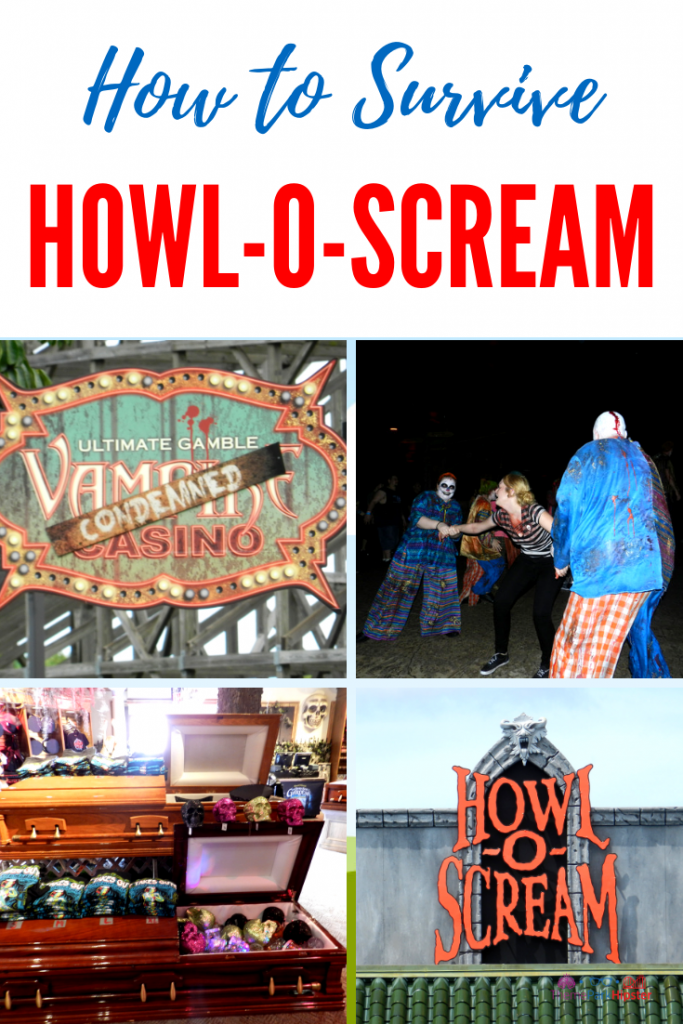 Howl-O-Scream Busch Gardens Tampa Bay. Zombie clown and open casket.