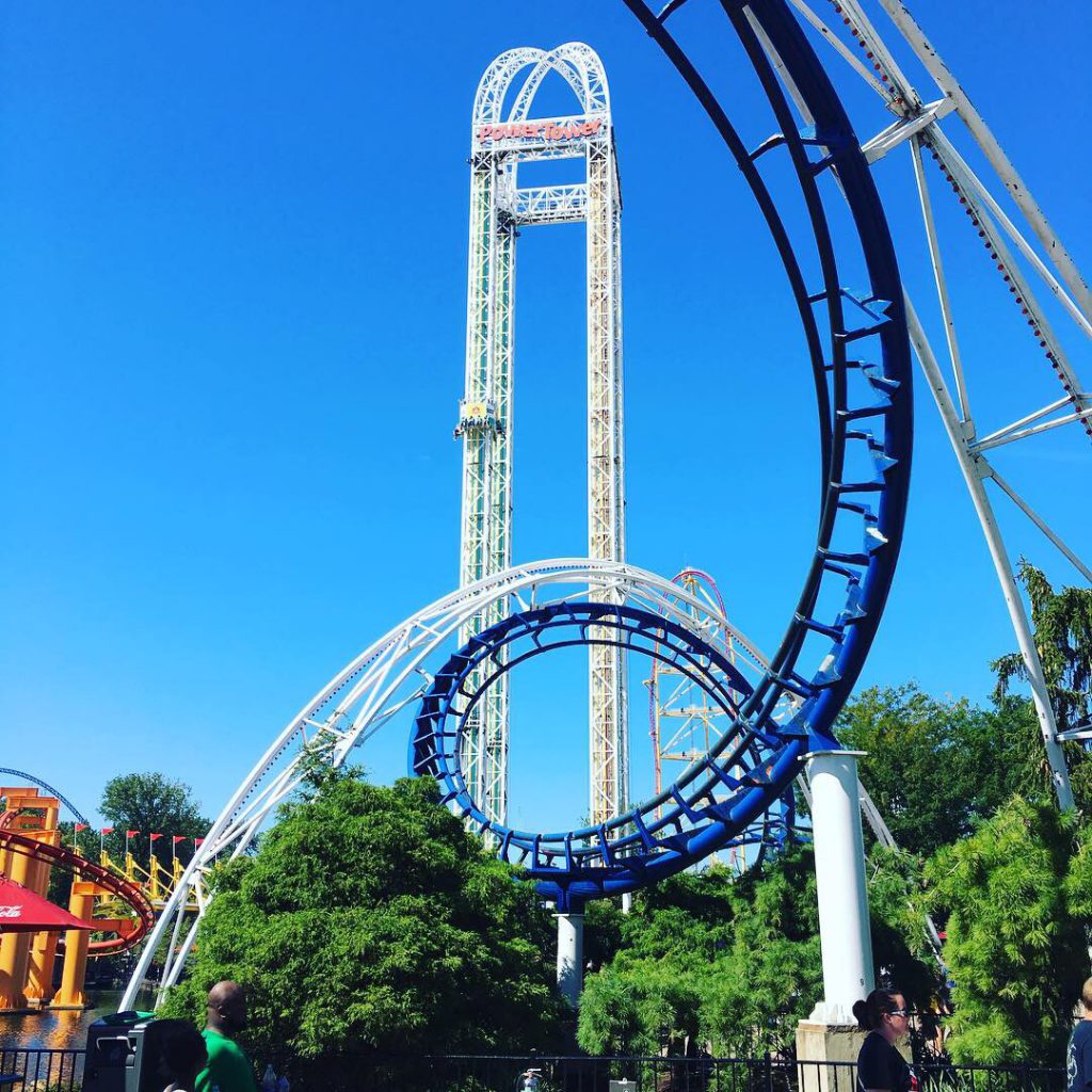 Cleveland Ohio Cedar Point roller coaster corkscrew in solo trip.