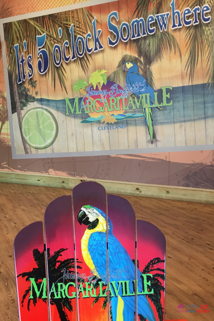 Margaritaville Cleveland Ohio. Parrot painted on lounge chair.