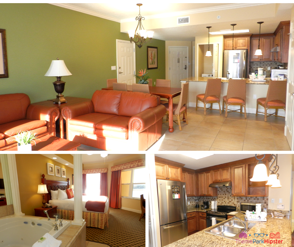 Westgate Lakes Resort Villa Orlando. Spacious living and dining room with kitchen.