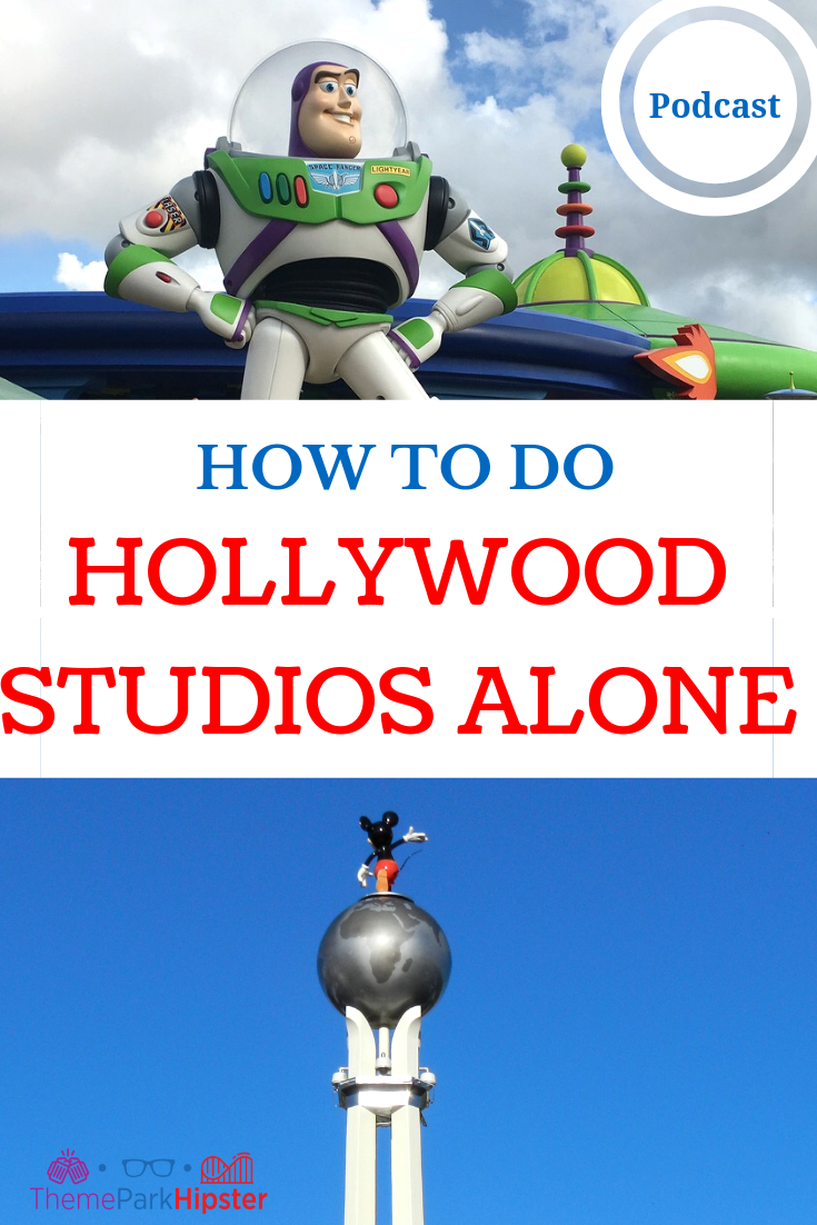 Disney solo trip Hollywood Studios Alone with Mickey Mouse on top of globe.