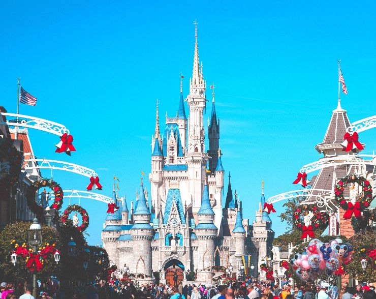 Cinderella Castle Decorated for Christmas at Disney Magic Kingdom