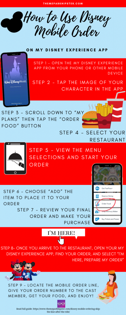 Disney Mobile Ordering Tips and Infograph