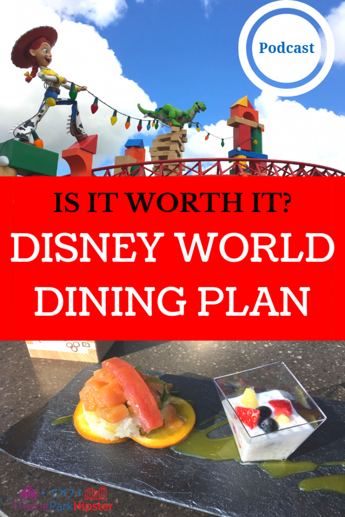 Is Disney Dining Plan Worth It with toy story land red roller coaster in the background.