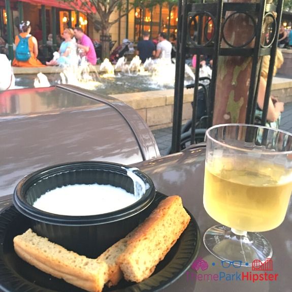 France melted cheese bread and wine at Epcot Food and Wine Festival 2019