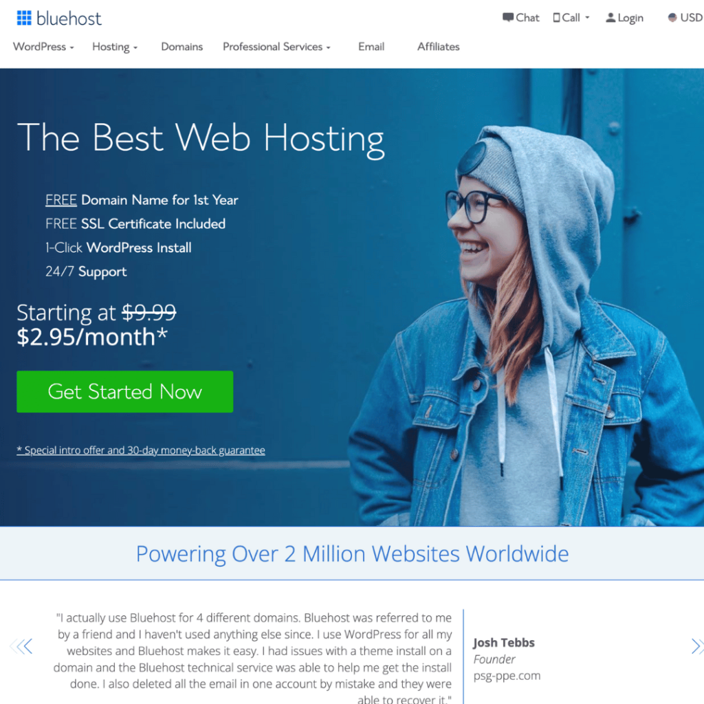 Bluehost Landing Page for Theme Park and Disney Bloggers