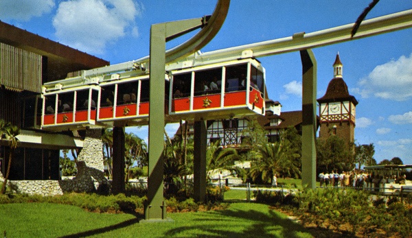 Close up view of skyrail at the Busch Gardens theme park in Tampa Florida
