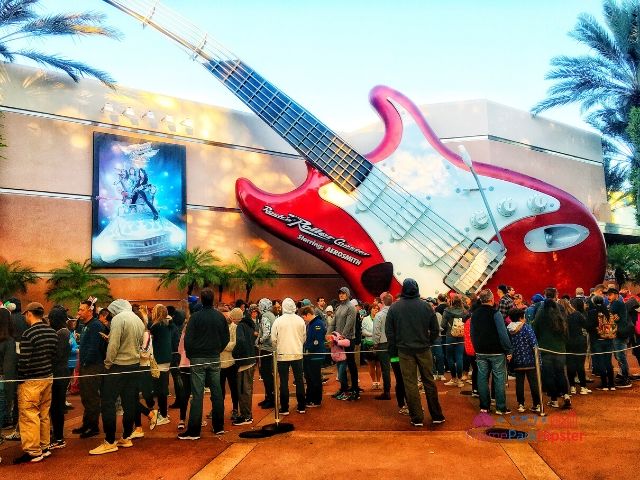 Long line on a busy day at Hollywood Studios Rockin Roller Coaster. Keep reading to get the best rides at Hollywood Studios for Genie Plus and Lightning Lane attractions.