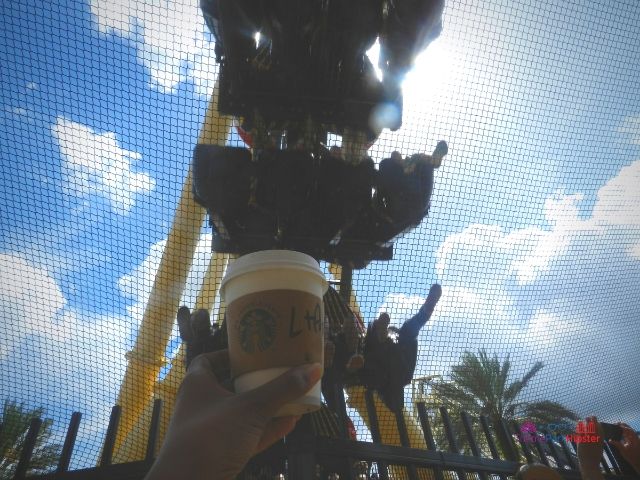 Montu at Busch Gardens Tampa with starbucks coffee