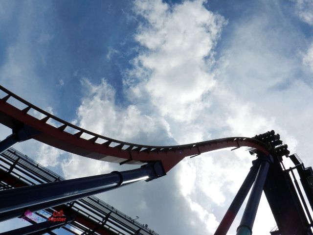 Sheikra Busch Gardens roller coaster hanging at the top