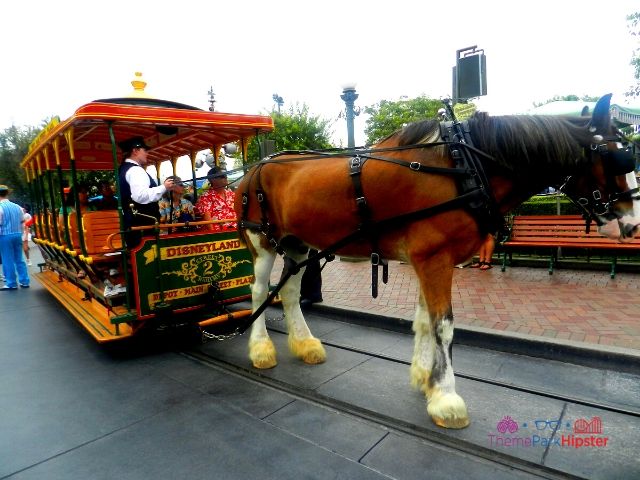 Disneyland Horse and Trolley on Main Street USA. Keep reading for the hidden best kept secrets of Disneyland!