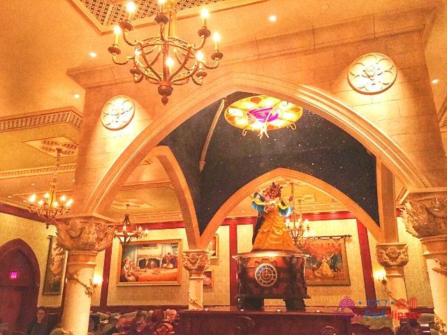 Be Our Guest Restaurant with rose room. Keep reading to learn about the Beast's Castle at Disney World.