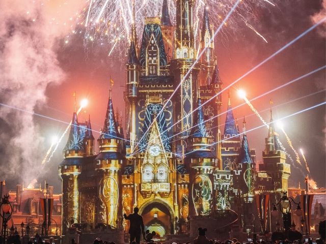 Happily Ever After Fireworks Show at Disney Magic Kingdom over Cinderella Castle Orlando theme park deals.