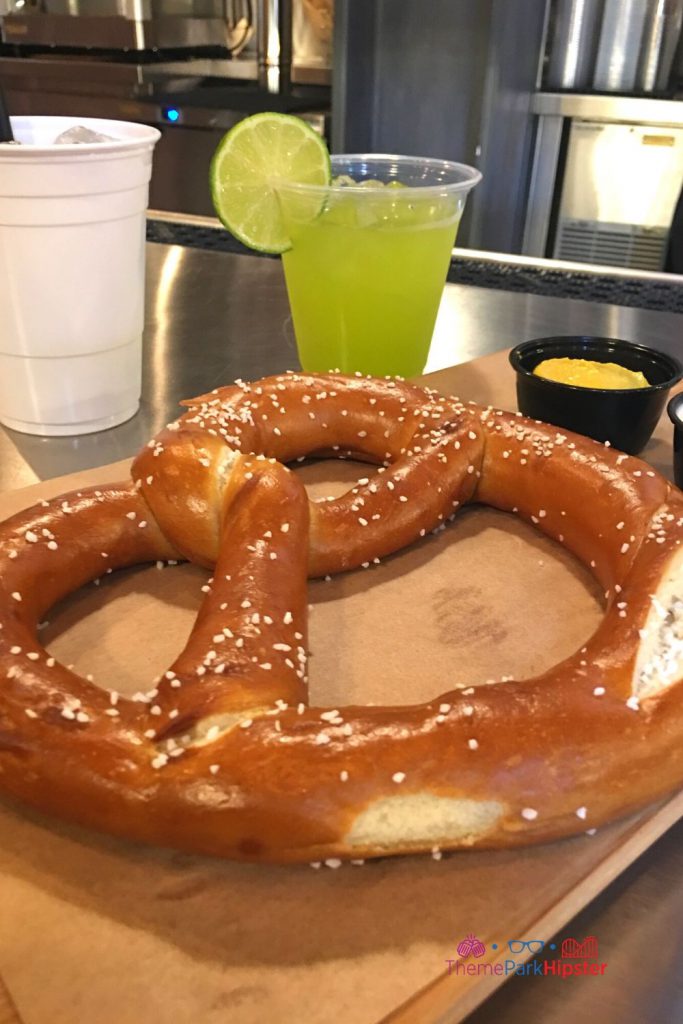 Baseline Tap House at Hollywood Studios with Pretzel and Margarita