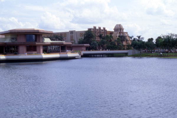View looking toward the Mexico Pavilion in EPCOT Center at the Walt Disney World Resort 1982 in Orlando, Florida