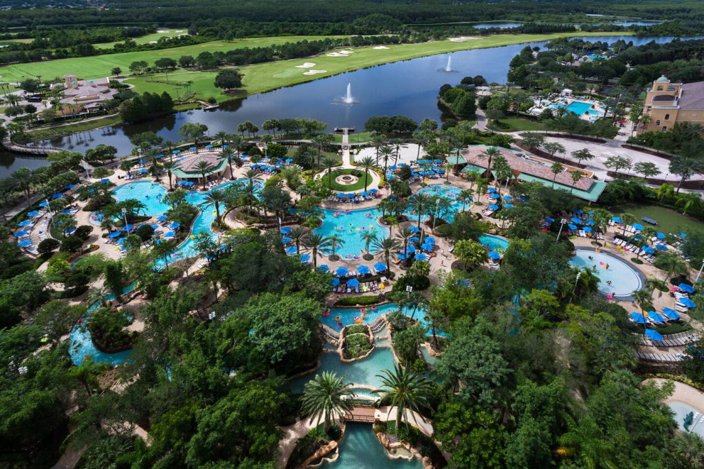 Lazy River and Pool at JW Marriott Orlando Grande Lakes. Keep reading for the best resorts in Orlando that are not Disney.