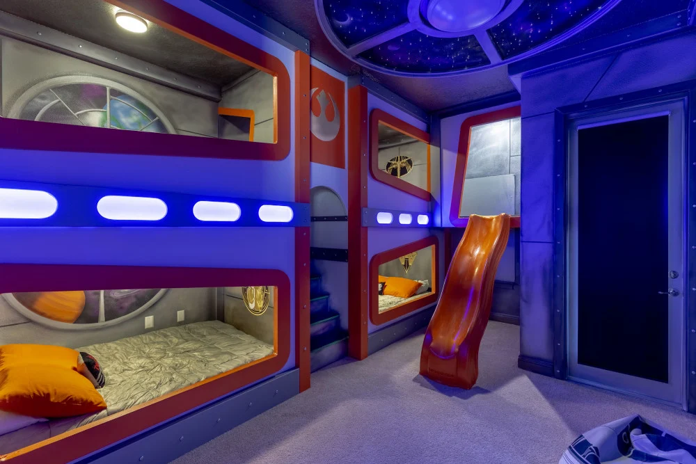 667 Star Wars Themed Room in Reunion Resort Orlando Vacation Home Rental. Keep reading to learn about Themed Vacation Rentals Near Disney World.