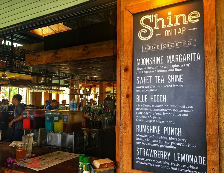 Art Chef Homecomin Moon Shine Bar at Disney Springs. Keep reading to learn about the Best Alcoholic Drinks at Disney World.