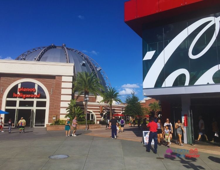 Disney Springs Entrance with Planet Hollywood and Coke Cola stores