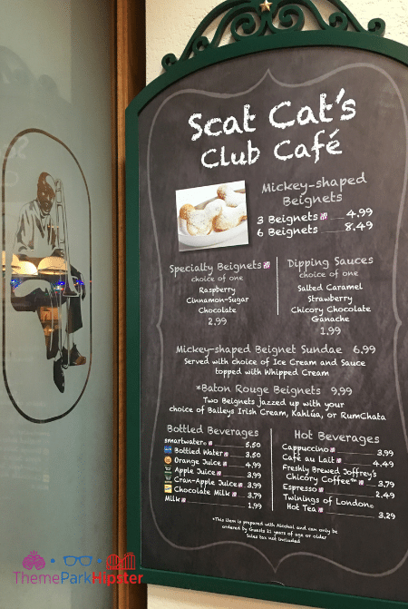 Port Orleans Scat Cat's Club Menu
